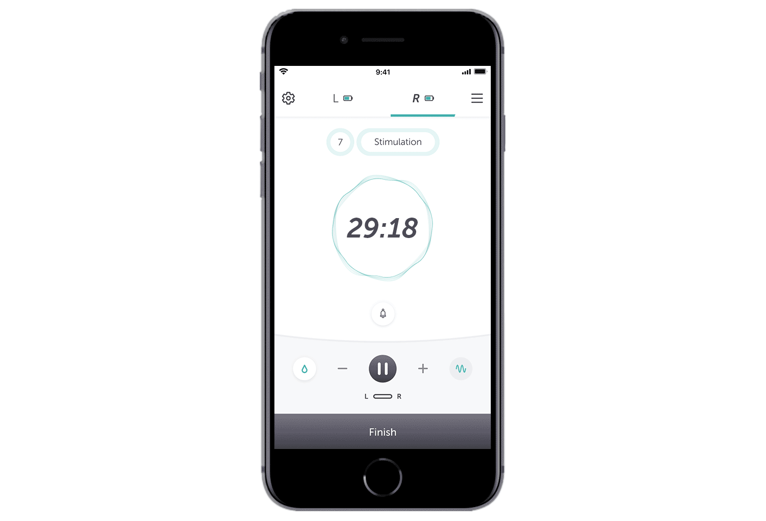 Animated image showing the Pump with Elvie app timing a session, and automatically switching between modes